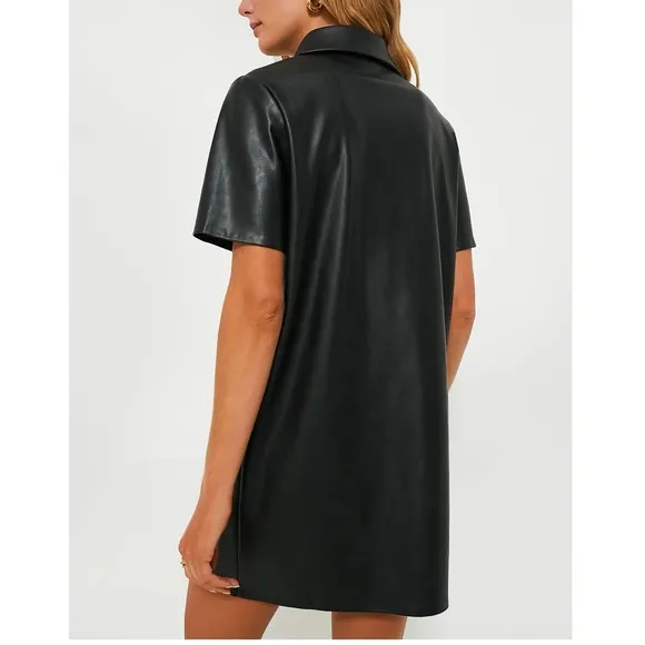 TUCKERNUCK Black Leather Violetta Shirt Dress