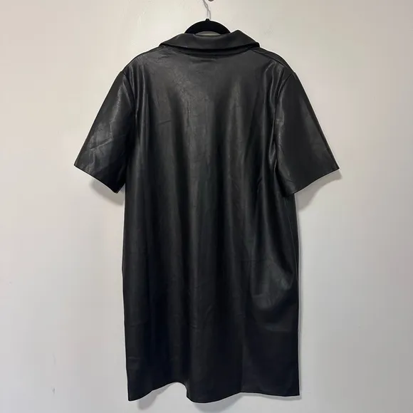 TUCKERNUCK Black Leather Violetta Shirt Dress