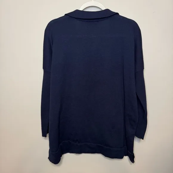 Tuckernuck Navy Clayton Long Sleeve Knit Polo Size M/L