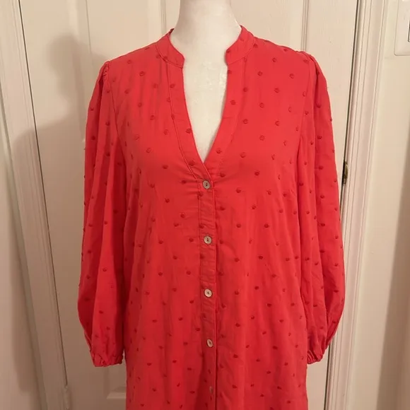 Tuckernuck Pomander Place Rosso Red Leila Maxi Dress Coral Swiss Dot Size Small