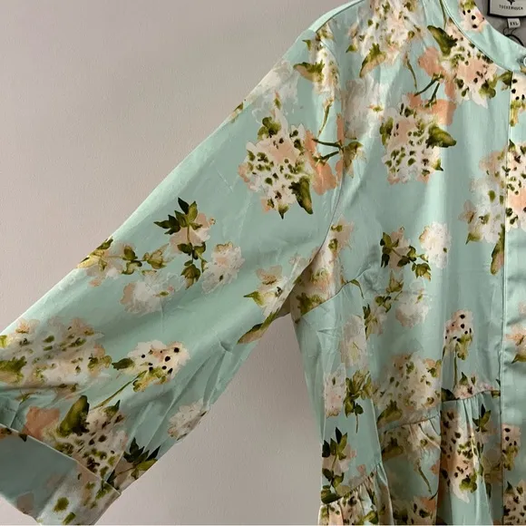 Tuckernuck Royal mini shirt dress Ladies size xxl Aqua watercolor floral green
