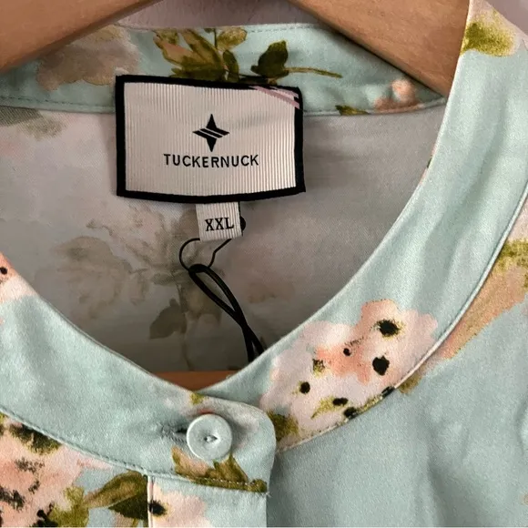 Tuckernuck Royal mini shirt dress Ladies size xxl Aqua watercolor floral green