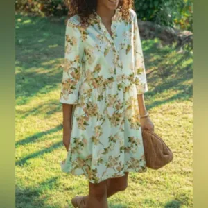Tuckernuck Royal mini shirt dress Ladies size xxl Aqua watercolor floral green
