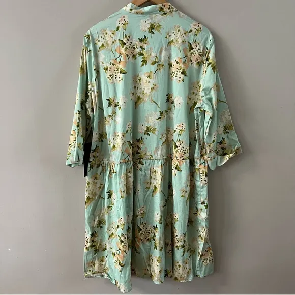 Tuckernuck Royal mini shirt dress Ladies size xxl Aqua watercolor floral green