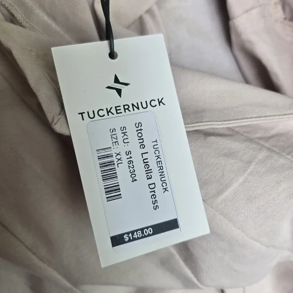 Tuckernuck Size XXL Stone Luella V Neck Cotton Long Sleeve Relaxed Dress