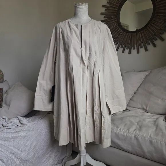 Tuckernuck Size XXL Stone Luella V Neck Cotton Long Sleeve Relaxed Dress