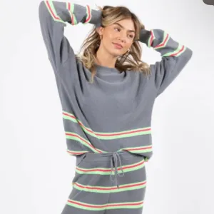 Two piece SWEATER top and bottom. Relaxed. Fit. Elastic waist!! Size L ADORABLE