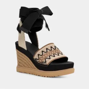 UGG Abbot Ankle-Tie Espadrille Platform Wedge Sandals