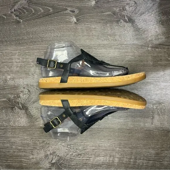 UGG Ayden II Logo Black T Strap Sandals Size 9