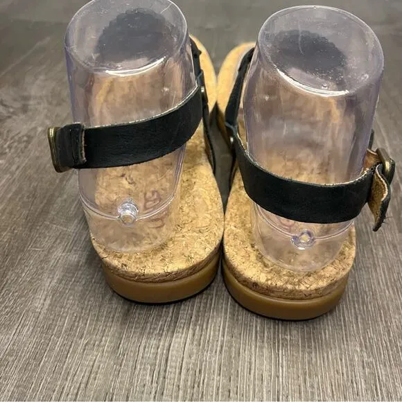UGG Ayden II Logo Black T Strap Sandals Size 9
