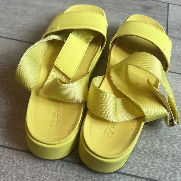 Ugg Lennox lemon yellow ankle wrap retro sandals size 8.5