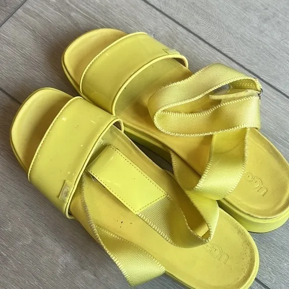 Ugg Lennox lemon yellow ankle wrap retro sandals size 8.5