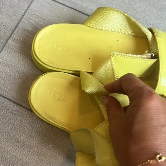 Ugg Lennox lemon yellow ankle wrap retro sandals size 8.5