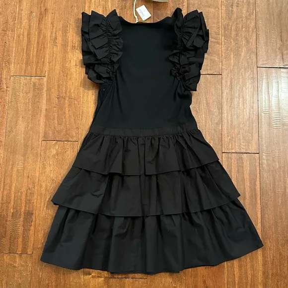 Ulla Johnson Black Hanna Sleeveless Tiered Ruffle Skirt Dress Sz 10