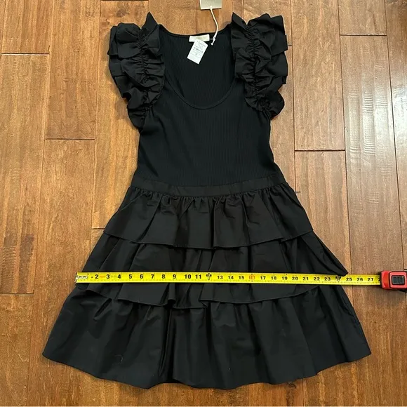Ulla Johnson Black Hanna Sleeveless Tiered Ruffle Skirt Dress Sz 10