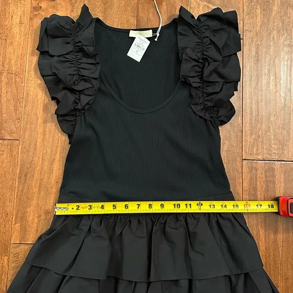 Ulla Johnson Black Hanna Sleeveless Tiered Ruffle Skirt Dress Sz 10