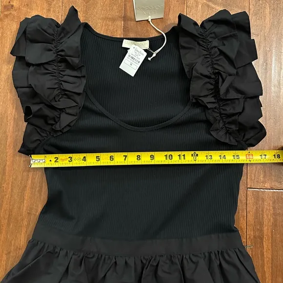 Ulla Johnson Black Hanna Sleeveless Tiered Ruffle Skirt Dress Sz 10