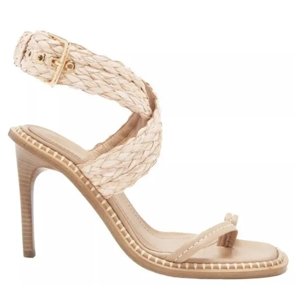 Ulla Johnson Lydia Natural Raffia Ankle Wrap Sandals, Size 40 $525 EXCELLENT!
