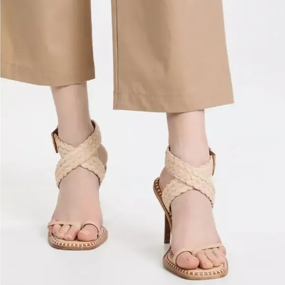 Ulla Johnson Lydia Natural Raffia Ankle Wrap Sandals, Size 40 $525 EXCELLENT!