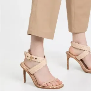 Ulla Johnson Lydia Natural Raffia Ankle Wrap Sandals, Size 40 $525 EXCELLENT!