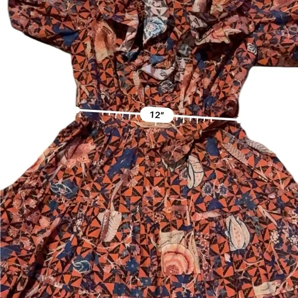 Ulla Johnson Maude Short Puff Sleeve Floral Wrap Mini Dress in Hibiscus Sz 0