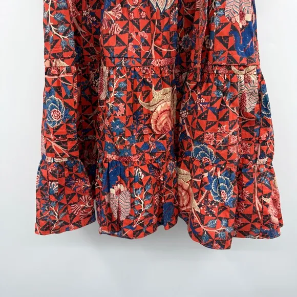 Ulla Johnson Maude Short Puff Sleeve Floral Wrap Mini Dress in Hibiscus Sz 0