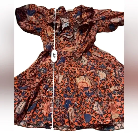 Ulla Johnson Maude Short Puff Sleeve Floral Wrap Mini Dress in Hibiscus Sz 0