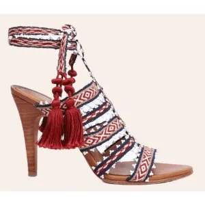 Ulla Johnson Beaded Sabina Tribal Ankle Wrap Heels NWT Sz. 7