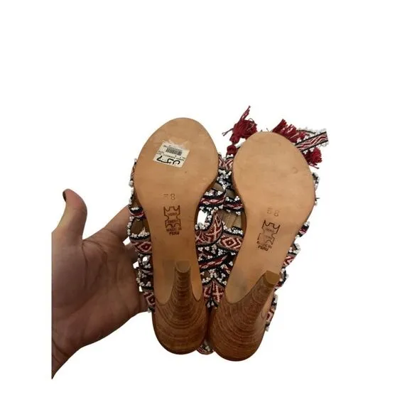 Ulla Johnson Beaded Sabina Tribal Ankle Wrap Heels NWT Sz. 7