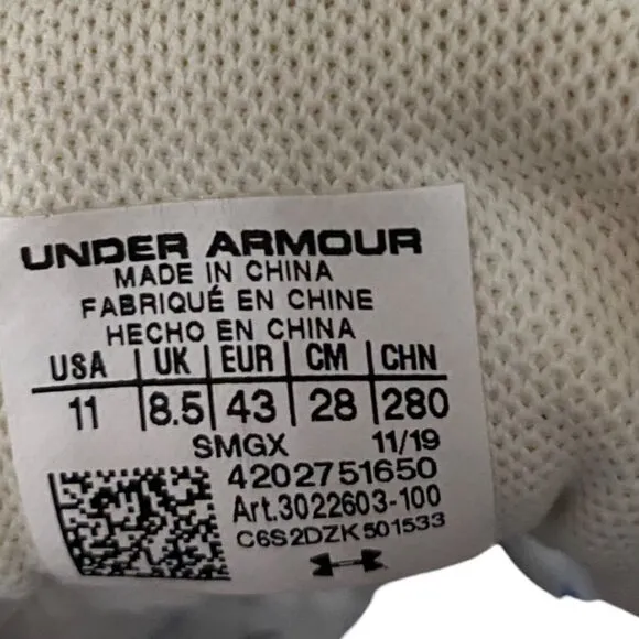 Under Armour Charged Impulse Gray Running Shoes Sneakers, Women's Size 11