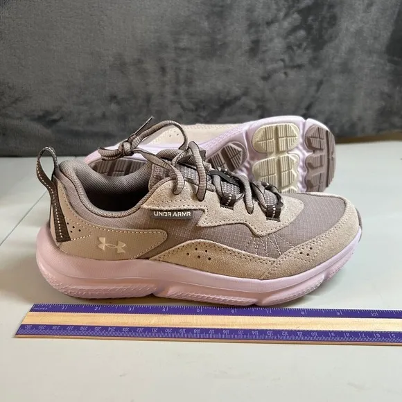 Under Armour Charged Verssert 2 Athletic Running Shoes Beige Purple‎ Womens 7