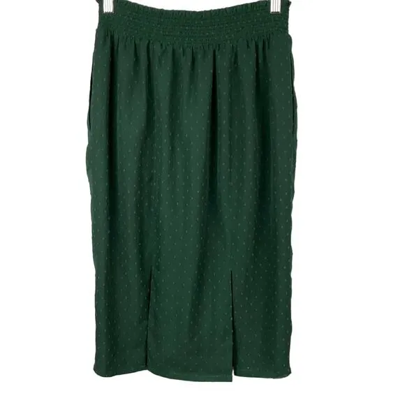 UNIVERSAL STANDARD Women Blair Swiss Dot Pencil Skirt Chiffon Green NWT 10 12 XS