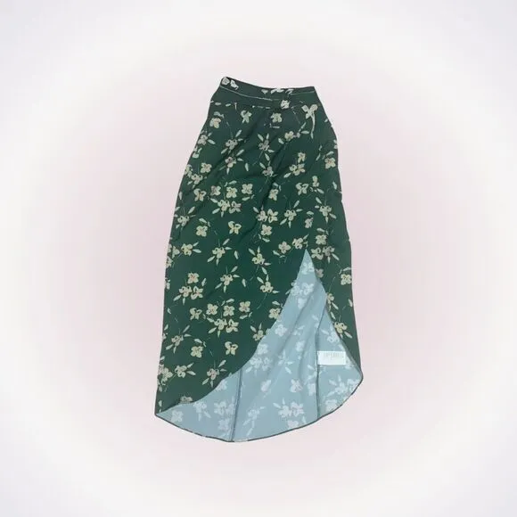 Urban Outfitters green floral high-low faux wrap skirt | Sz S