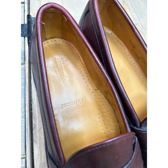US10.5 Allen Edmonds Fairmont Dress Shoes Brown Leather Slip On Loafers Mens