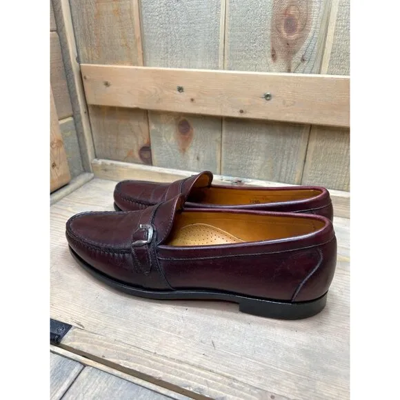 US10.5 Allen Edmonds Fairmont Dress Shoes Brown Leather Slip On Loafers Mens