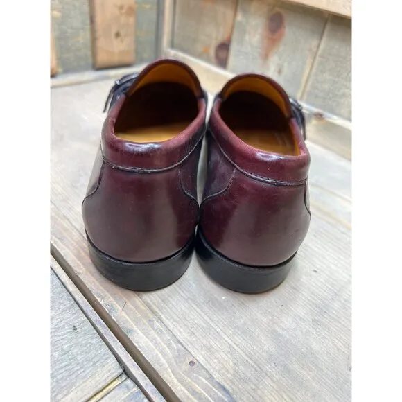 US10.5 Allen Edmonds Fairmont Dress Shoes Brown Leather Slip On Loafers Mens