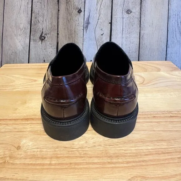Vagabond Burgundy Leather Chunky Penny Loafers Size 39 NEW