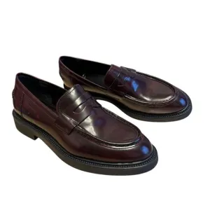 Vagabond Burgundy Leather Chunky Penny Loafers Size 39 NEW