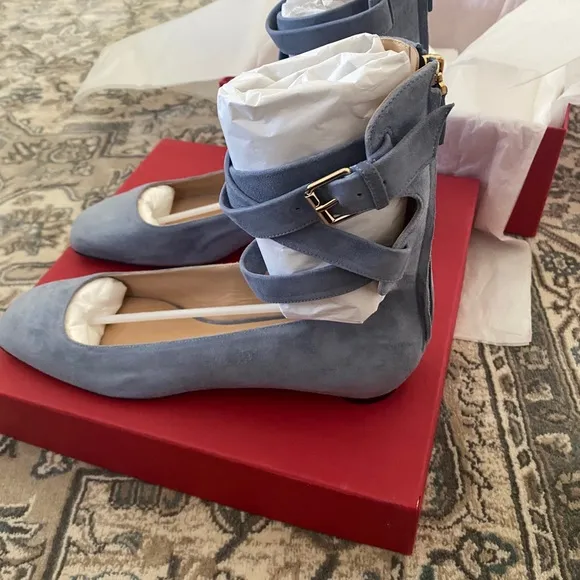 Valentino Garavani Suede Ankle-Wrap Flats