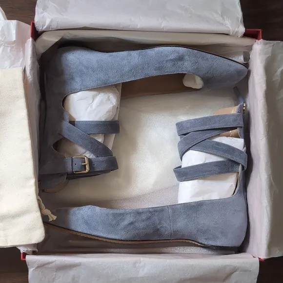 Valentino Garavani Suede Ankle-Wrap Flats