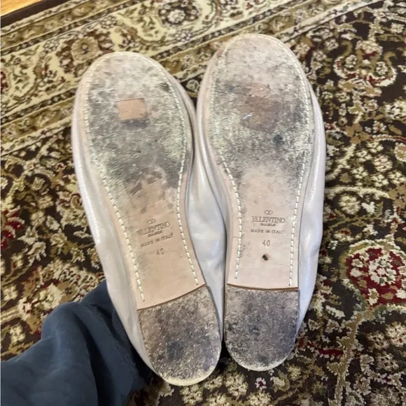 Valentino pale nude spiked ballet flats