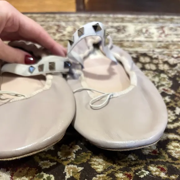 Valentino pale nude spiked ballet flats
