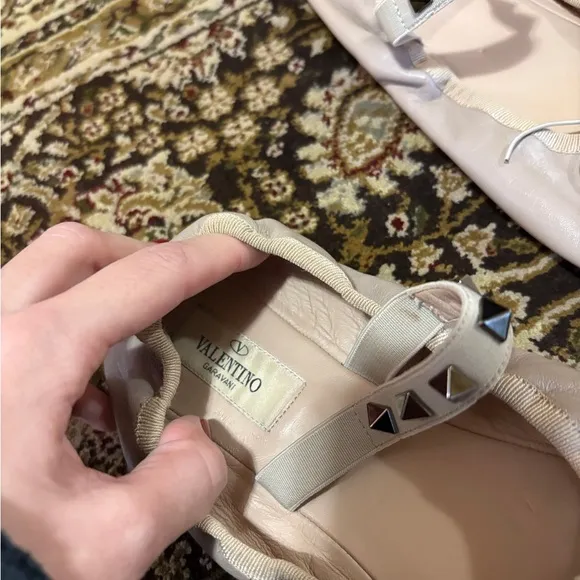 Valentino pale nude spiked ballet flats