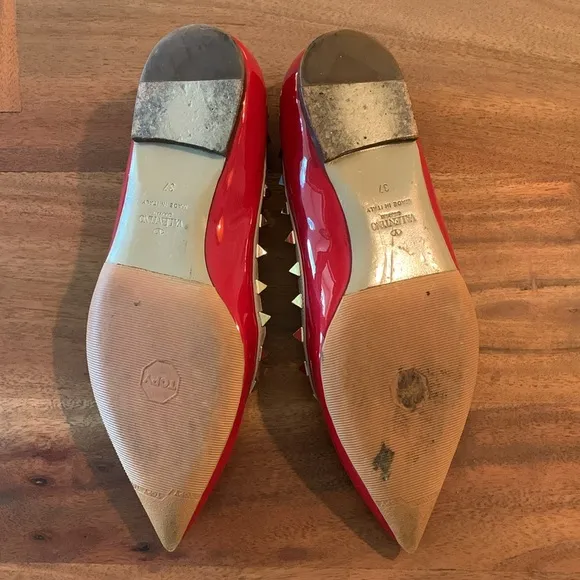 Valentino Rockstud patent ballet flats 37