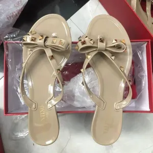 Valentino Rockstud PVC Flat Thong Sandals