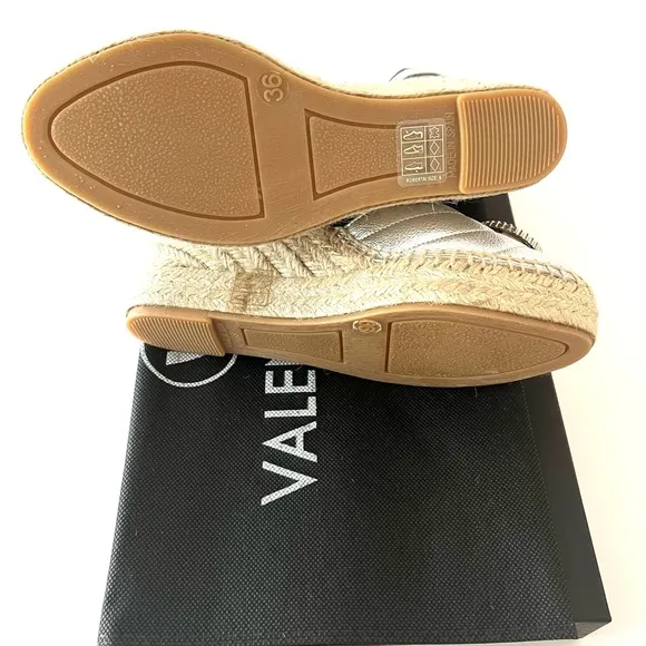 Valentino Silver Espadrille Wedge Sandals