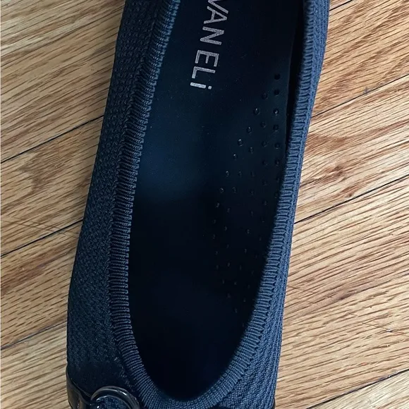 Vaneli Black Flats with Silver Hardware
