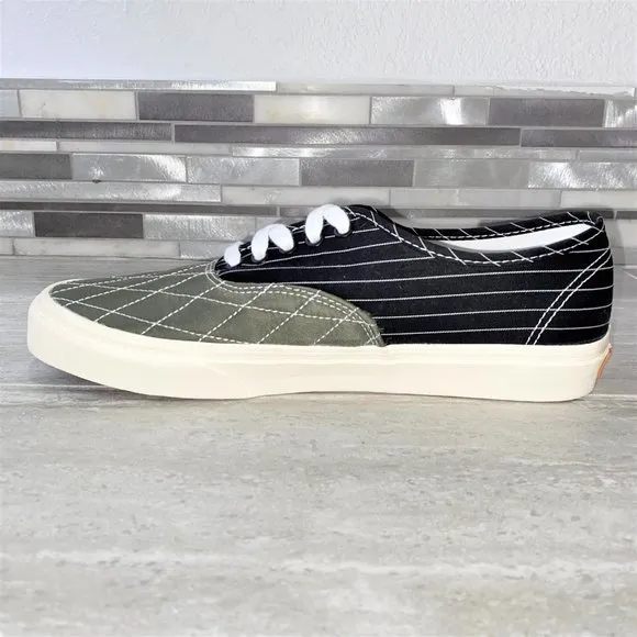 Vans Authentic Mixed Utility Pinstripe/Green/Black Sneakers Shoes Men Size 9.5