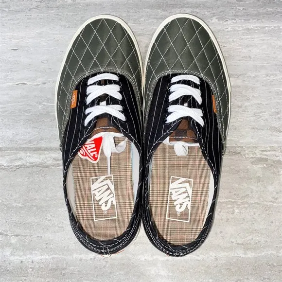 Vans Authentic Mixed Utility Pinstripe/Green/Black Sneakers Shoes Men Size 9.5