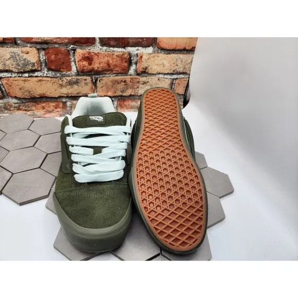 Vans Men's Knu Skool Utility Mono Olive Green Suede Skate Shoes size 13